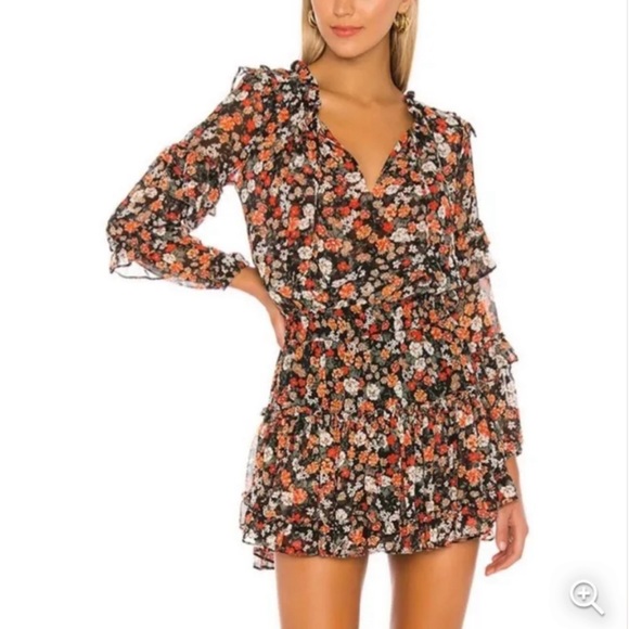 Misa Los Angeles Dresses & Skirts - Misa Los Angeles Rizou dress safari print long sleeve mini floral